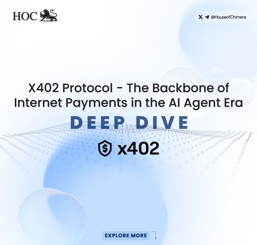Cover image titled ‘X402 Protocol – The Backbone of Internet Payments in the AI Agent Era’ featuring a deep dive header with abstract blue digital wave graphics.