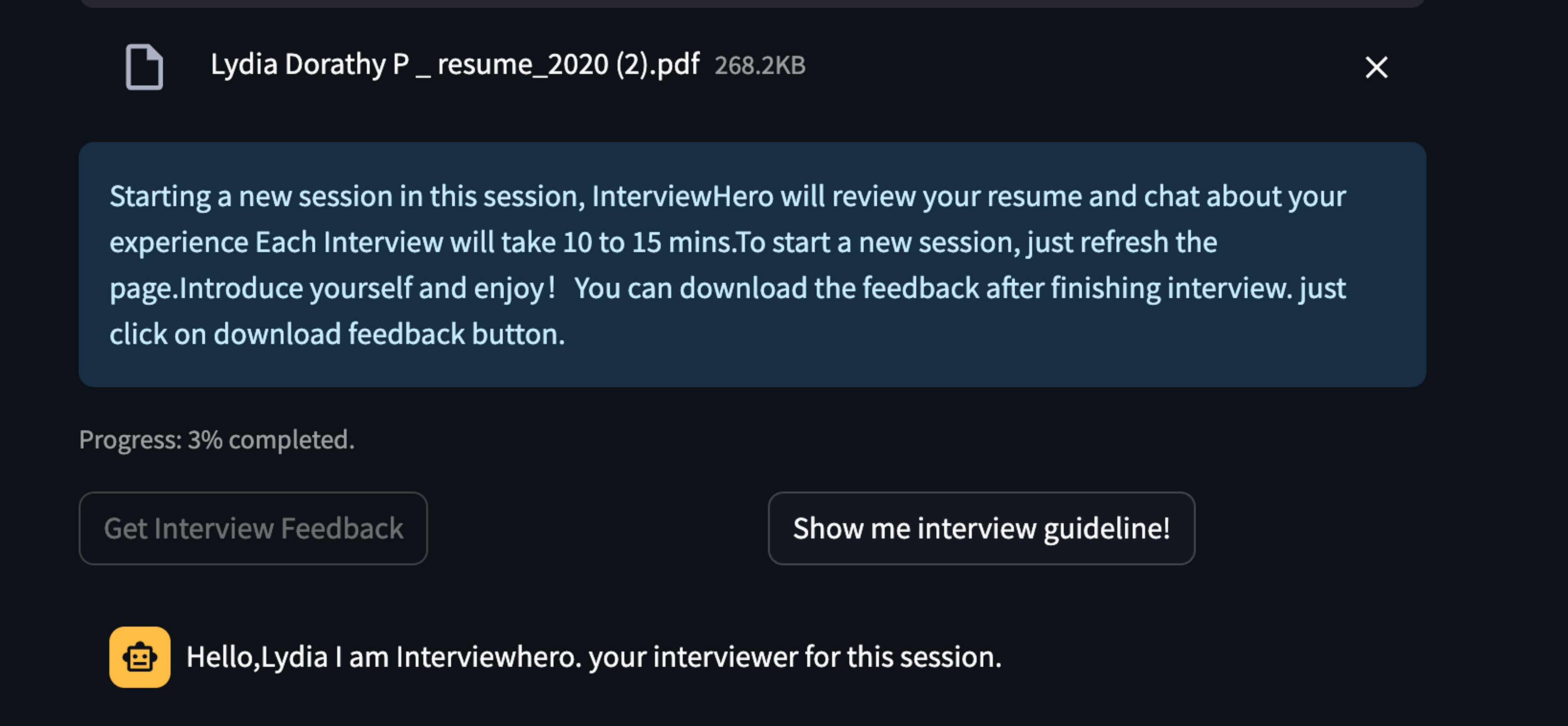 candidate name automated on interviewhero