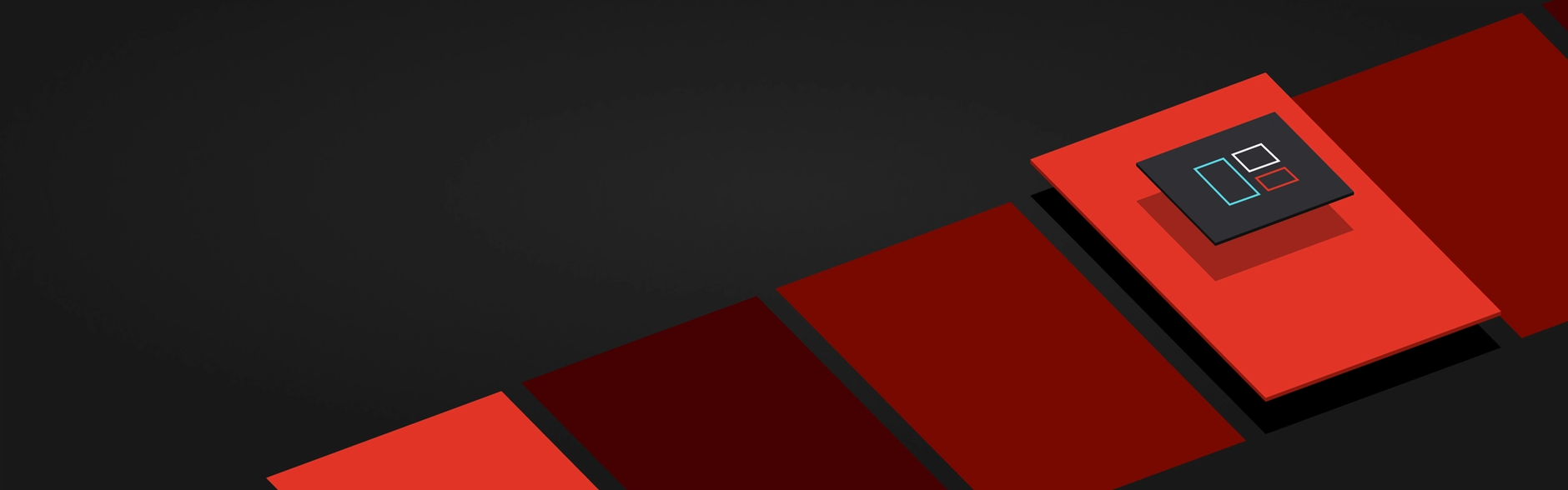 a red square with a black square on top of it