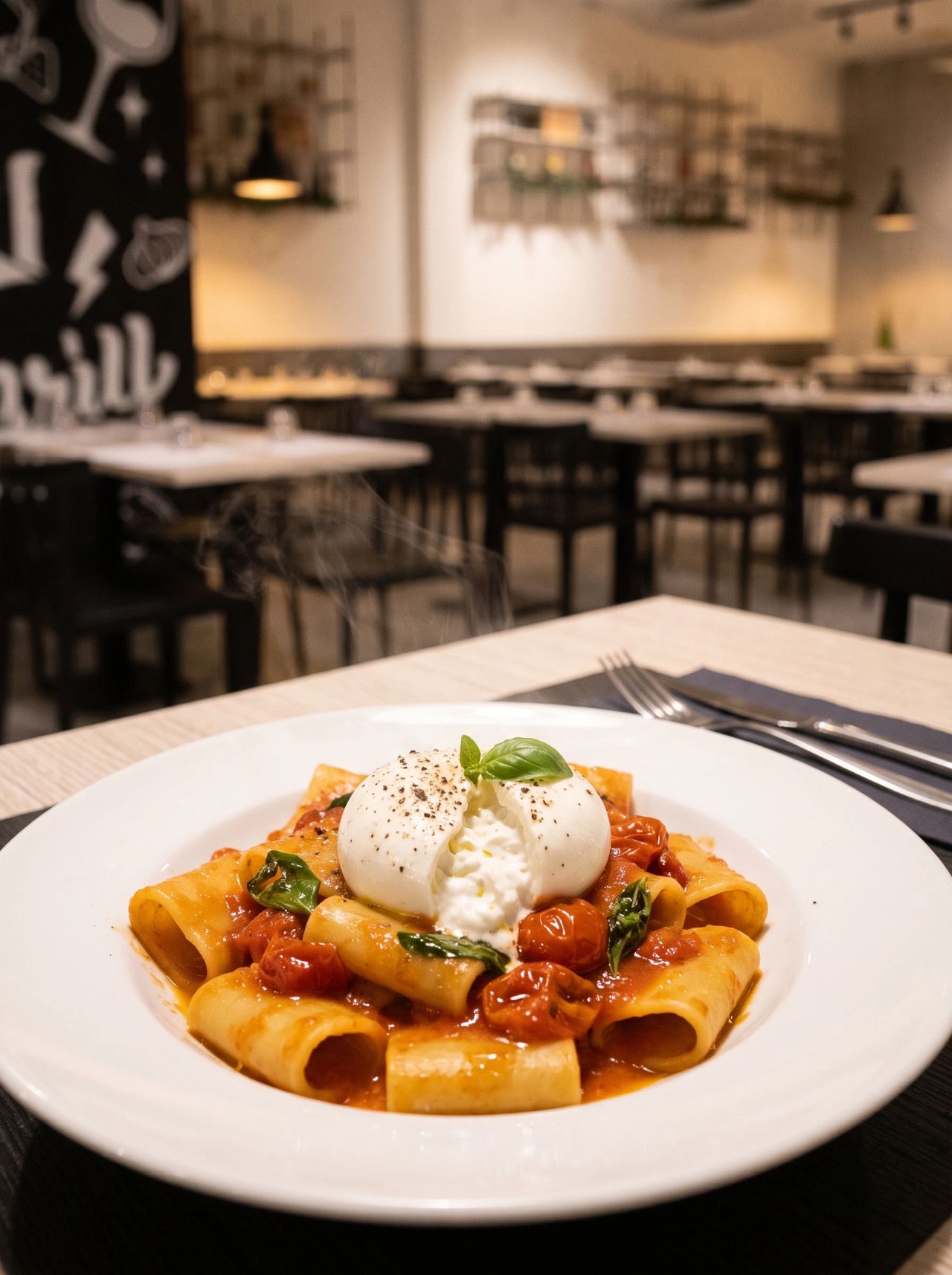 Paccheri e burratina