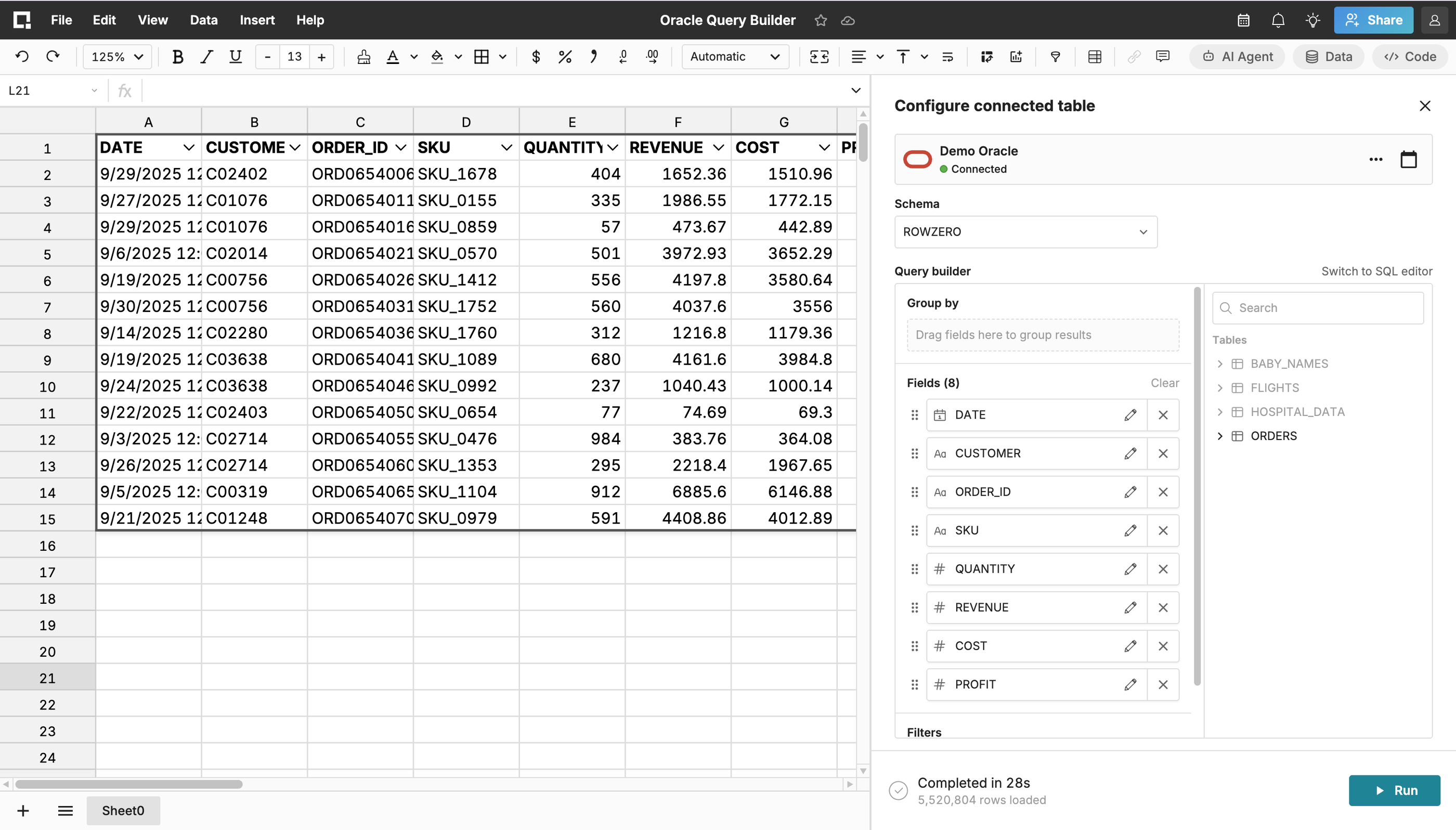 query builder for Oracle