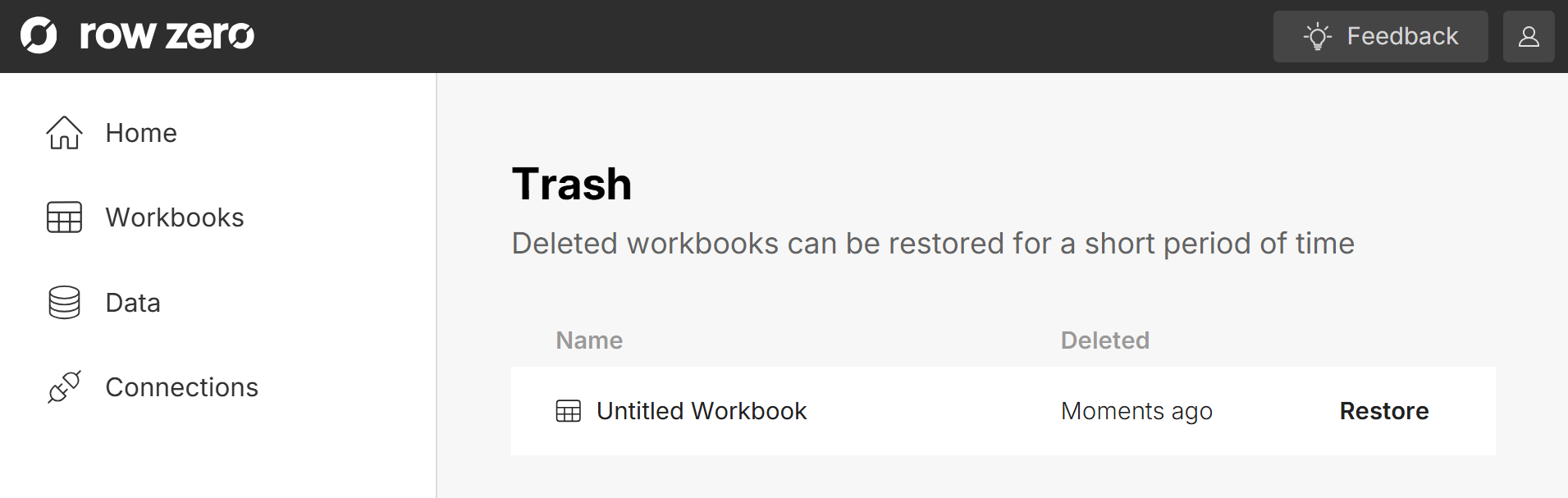 restore deleted workbook from trash