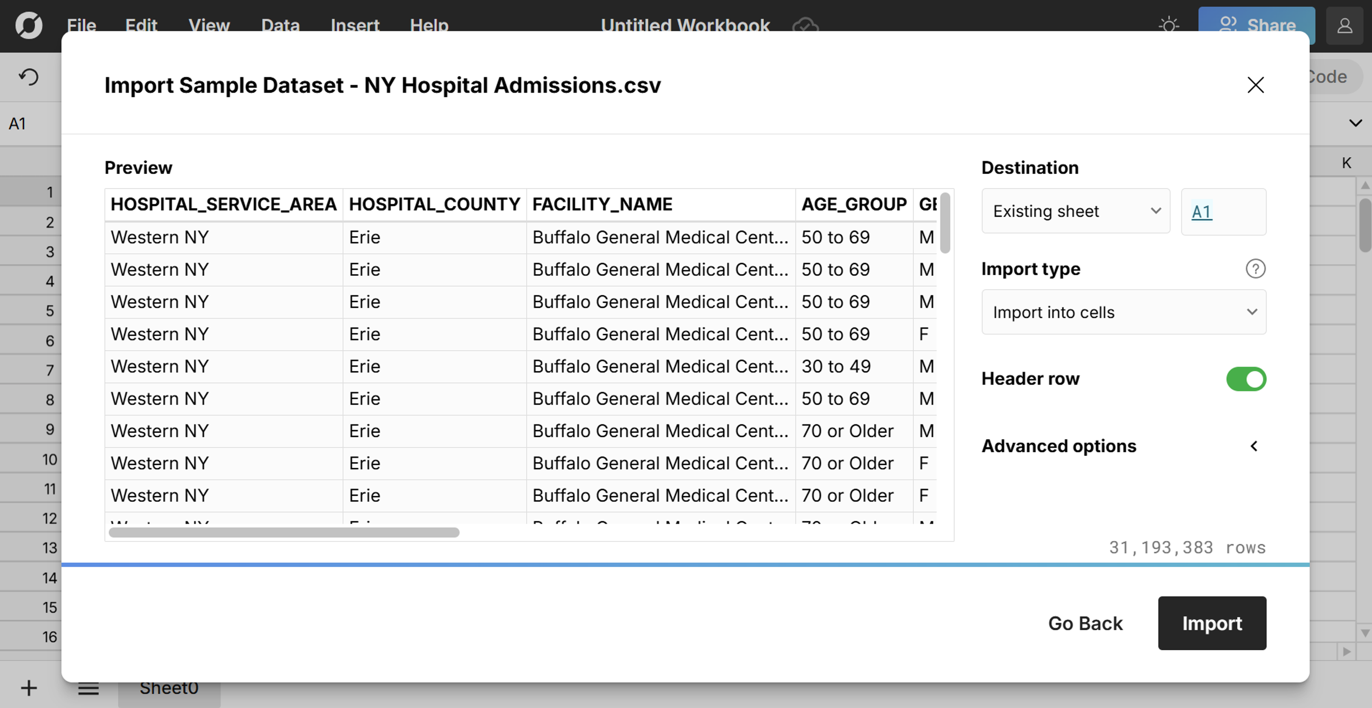 edit big csv file with Row Zero