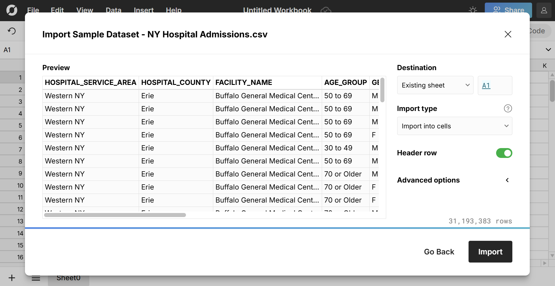 edit big csv file with Row Zero
