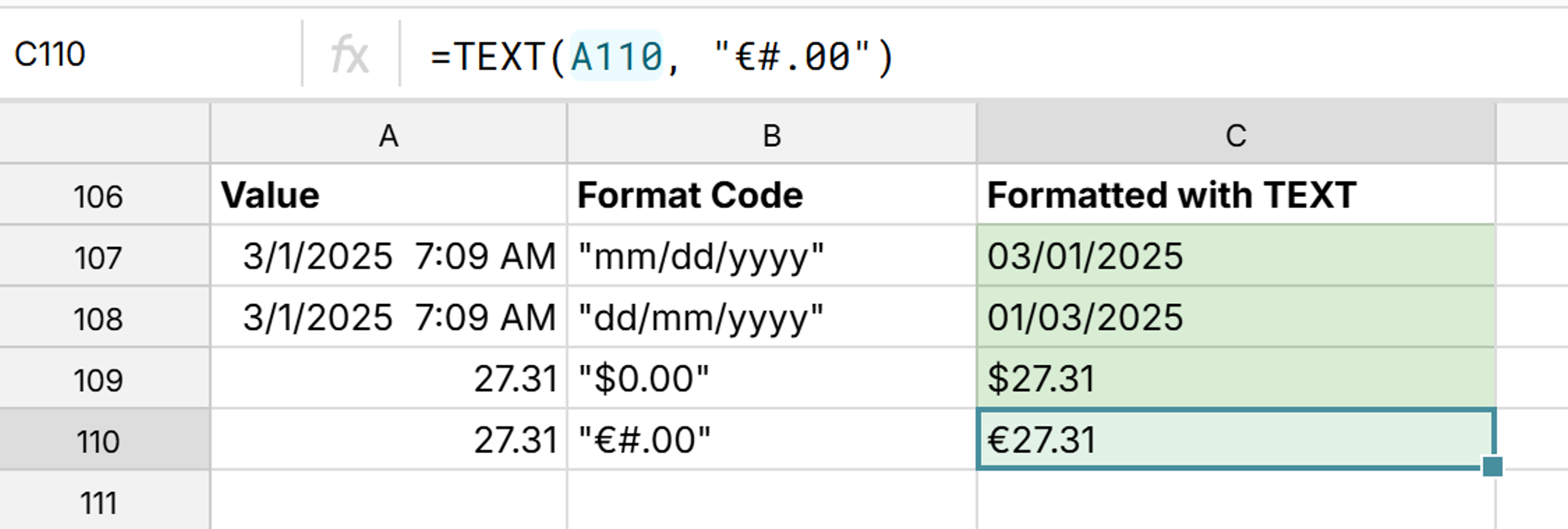 localize formatting dates and numbers in spreadsheet