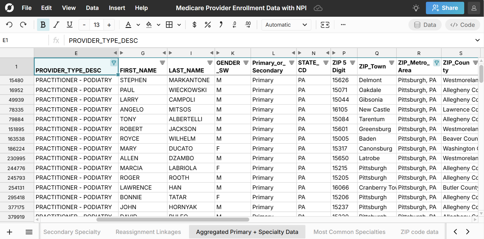 search NPI by location and specialty