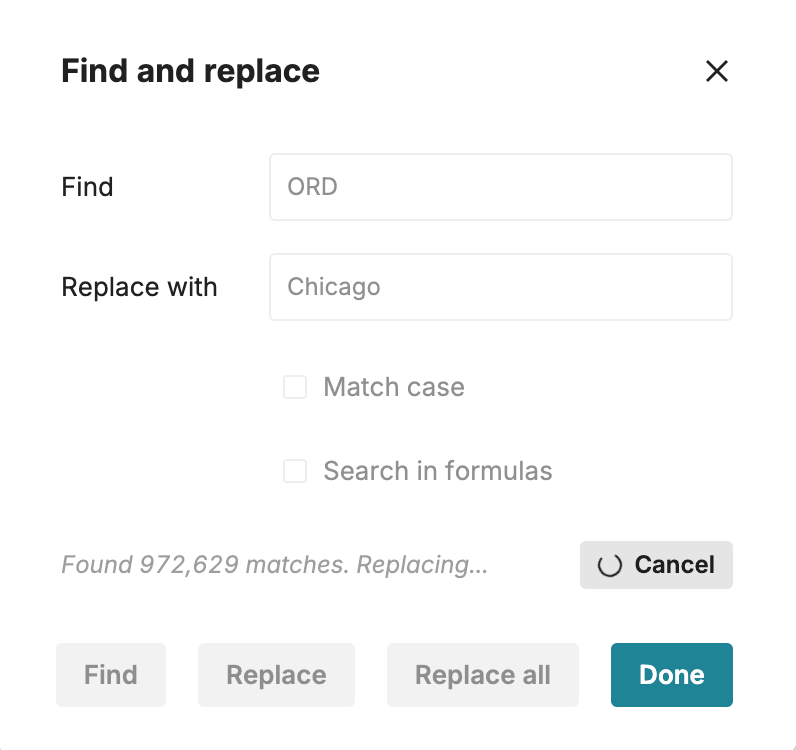 find and replace all in row zero