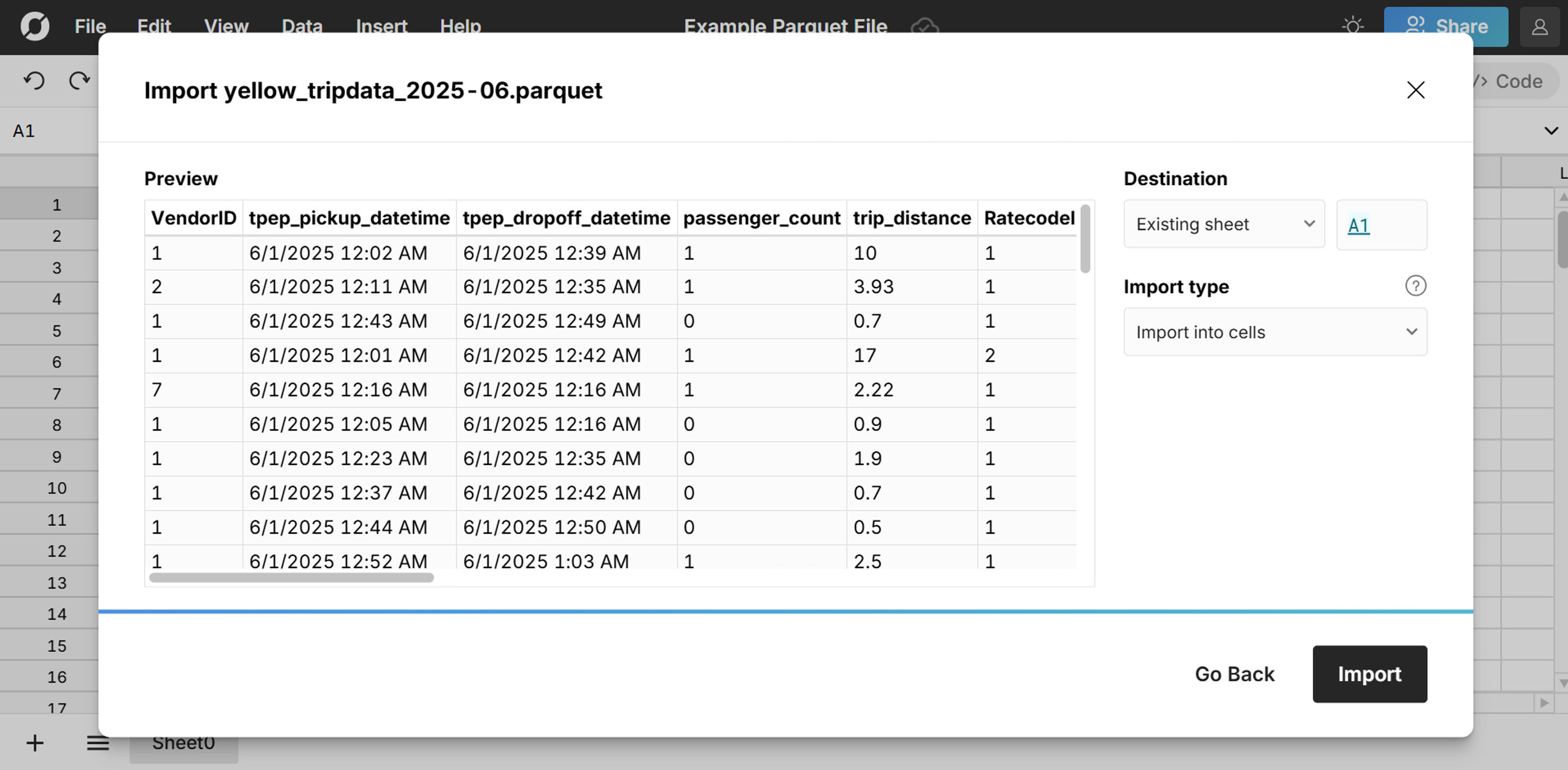 view parquet file in spreadsheet