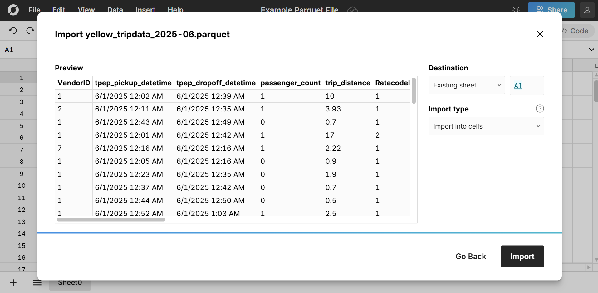 view parquet file in spreadsheet