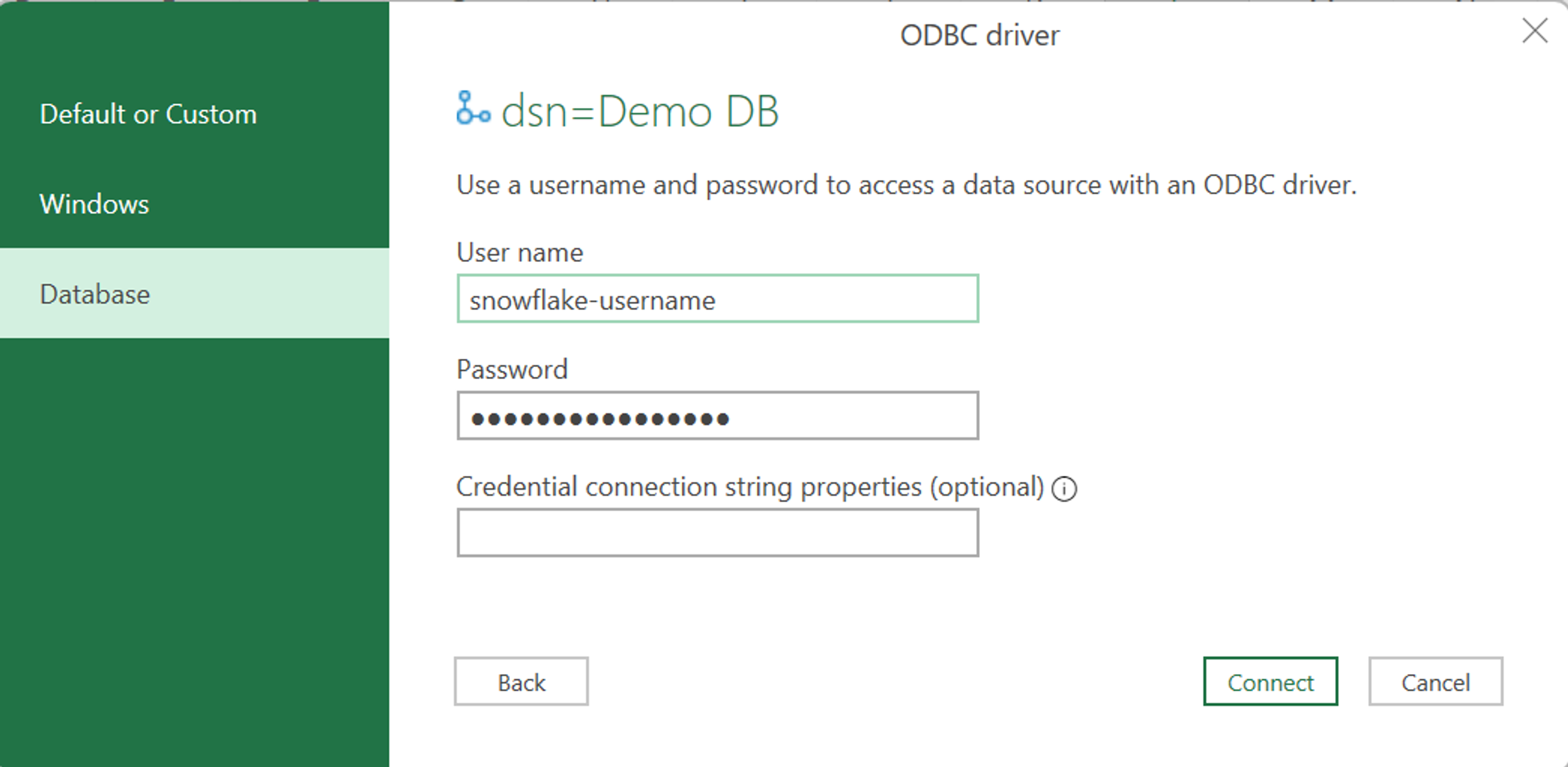 snowflake username and password