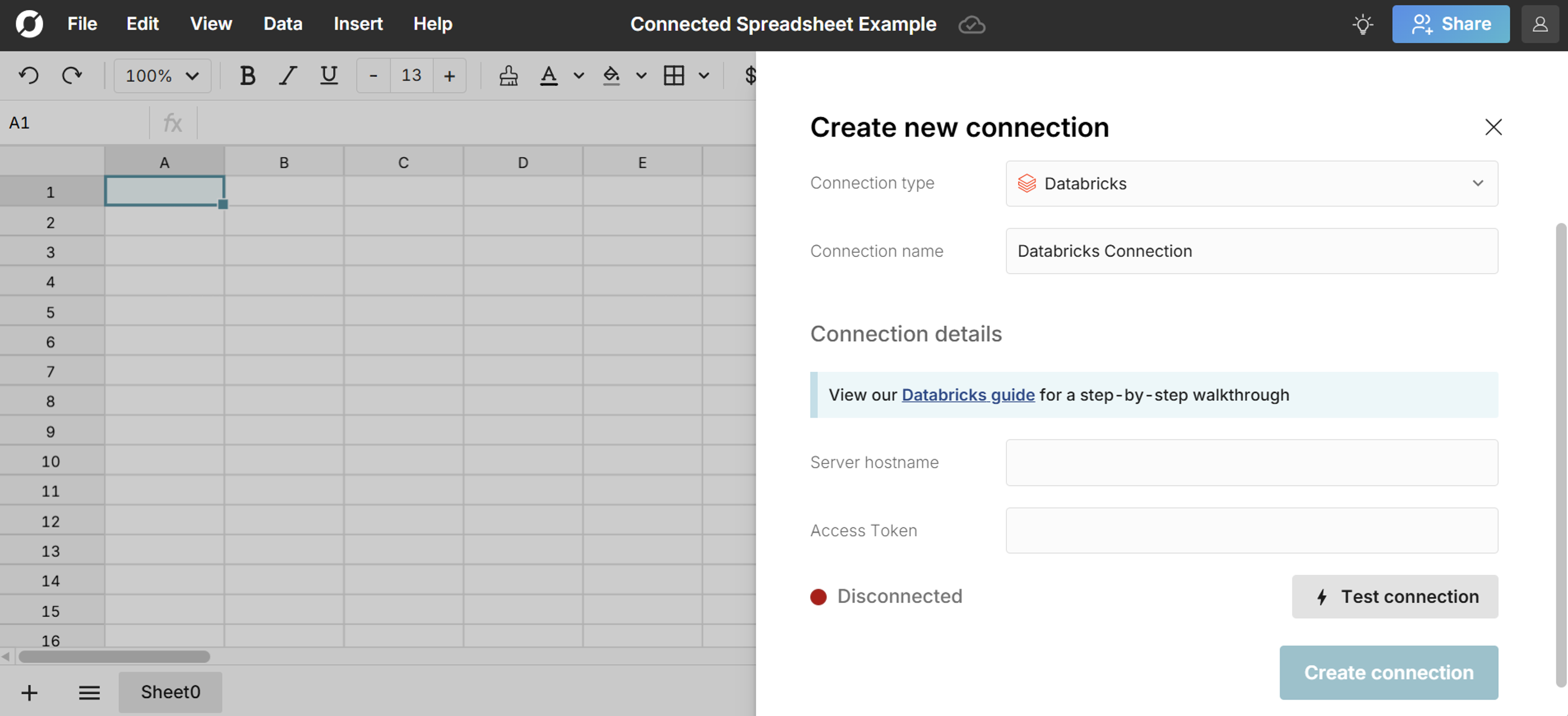 connect spreadsheet to databricks