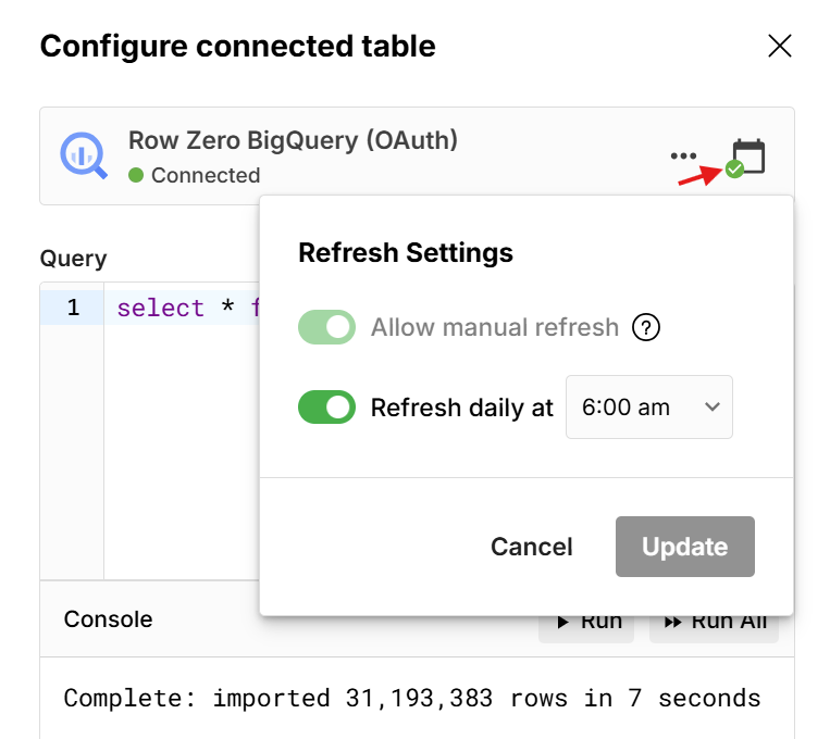 automate bigquery spreadsheet