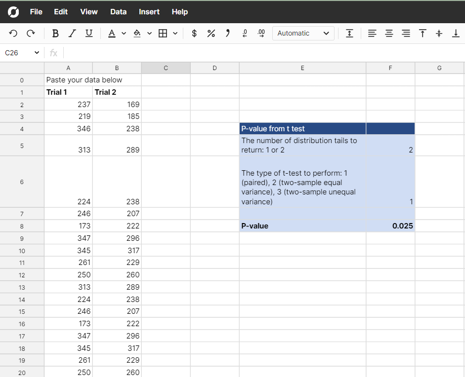 P-Value Calculator - Row Zero – the spreadsheet for modern cloud data