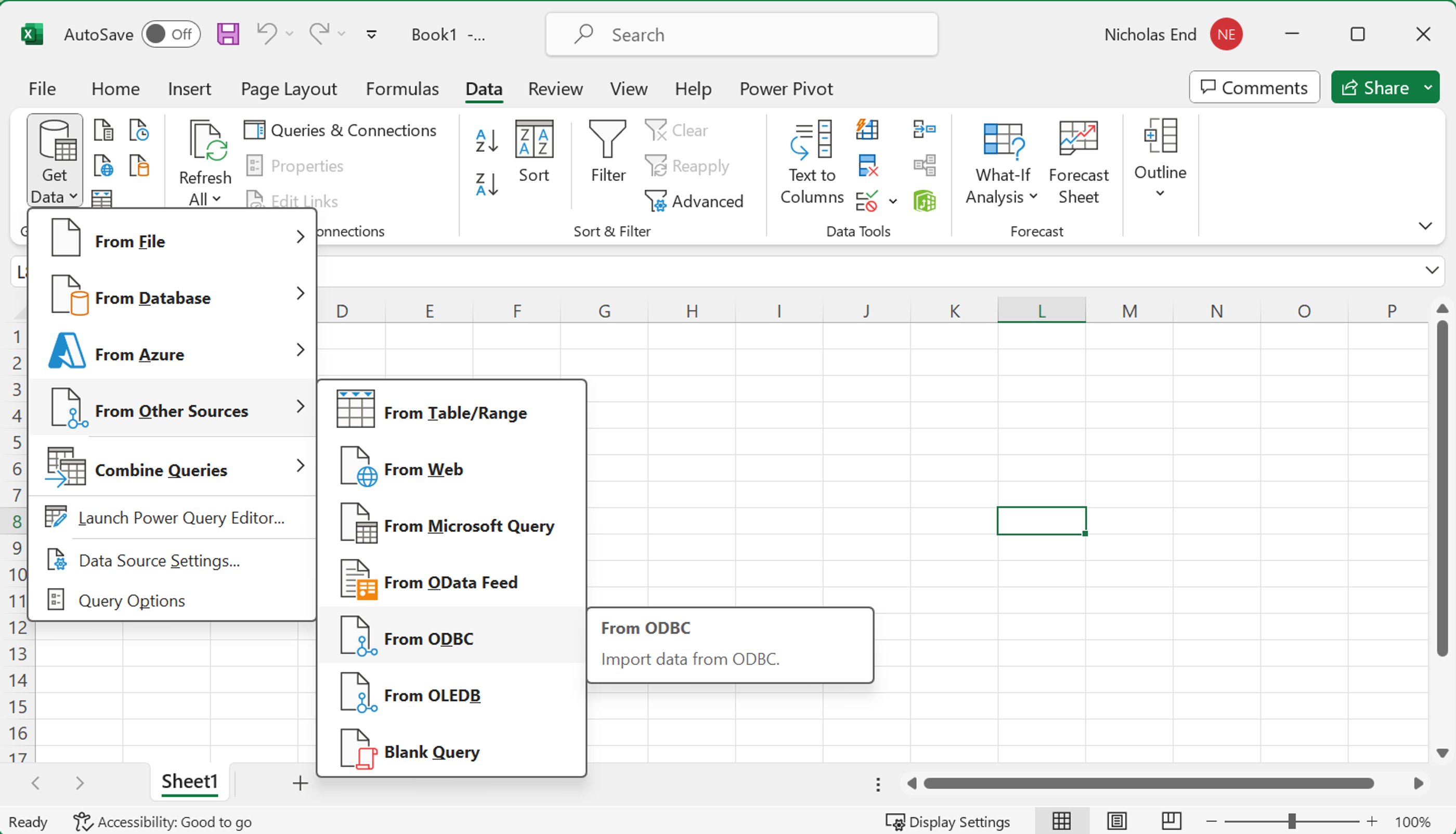 Excel get data from ODBC