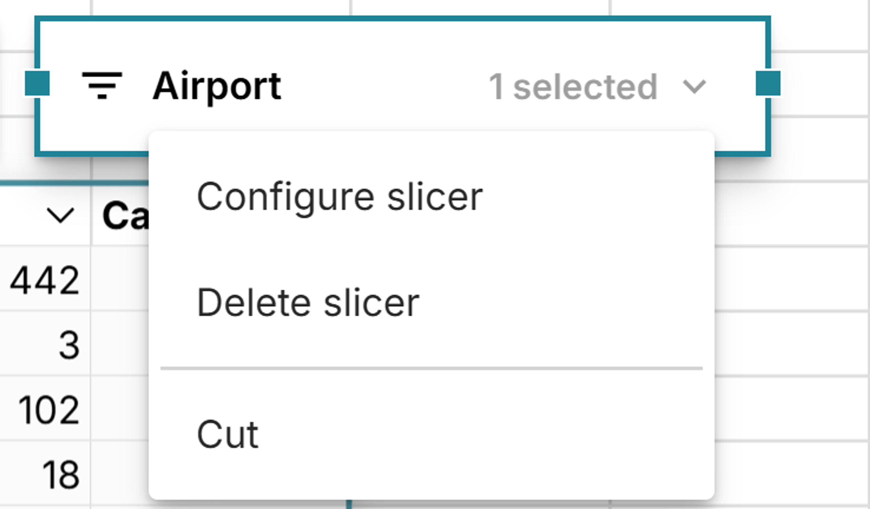 cut and paste slicer in spreadsheet 
