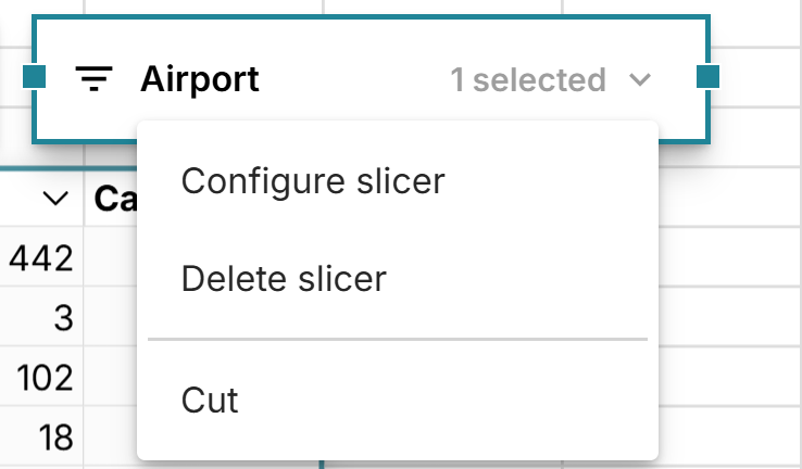 cut and paste slicer in spreadsheet