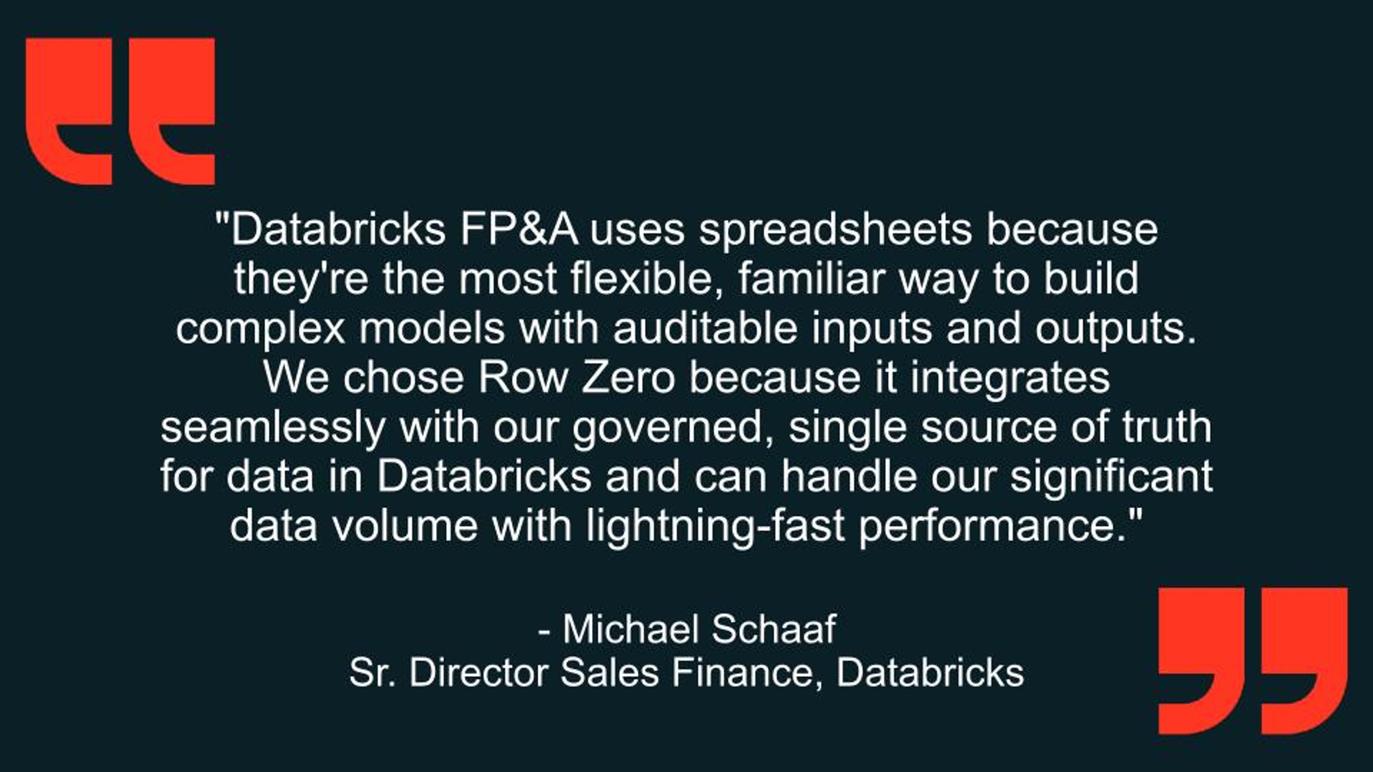 Why Databricks chose Row Zero for FP&A models