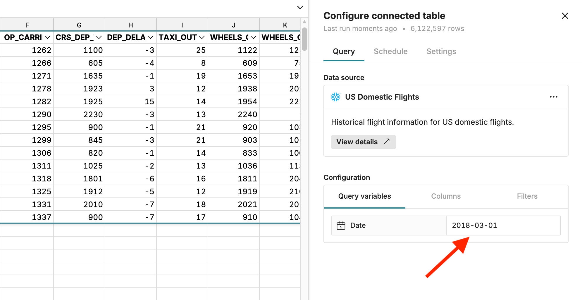 edit spreadsheet by changing query variable