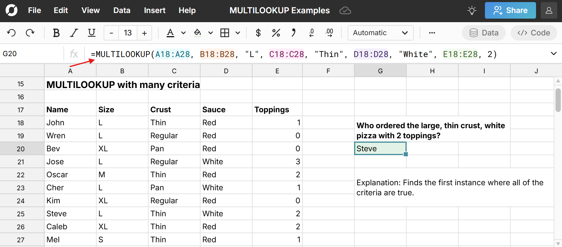 multilookup with many criteria