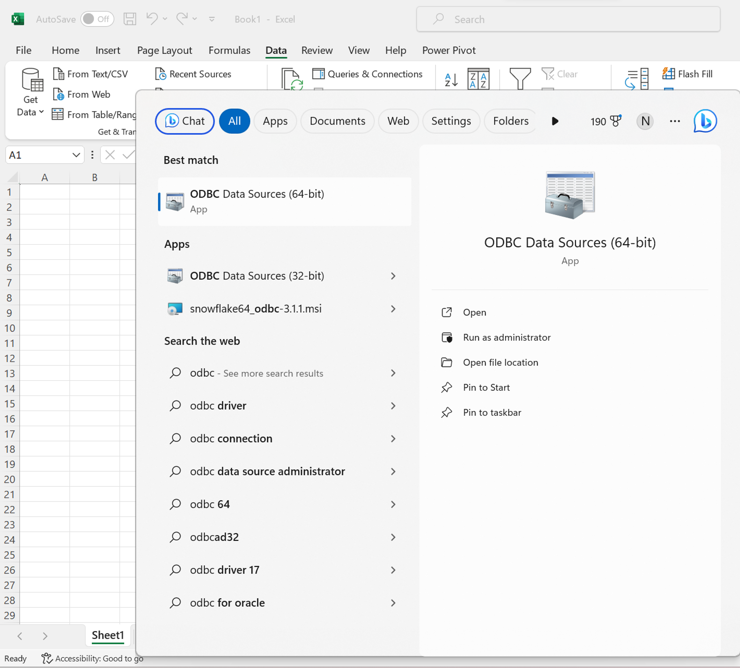 Windows ODBC Data Source Administrator Tool