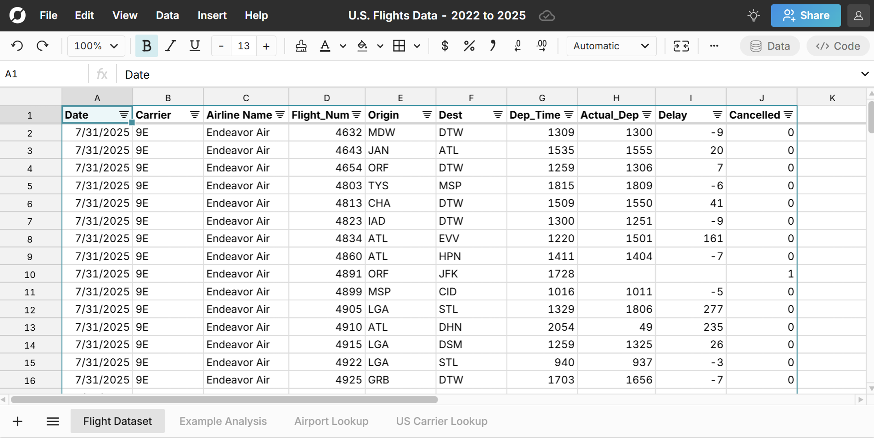 U.S. flights dataset