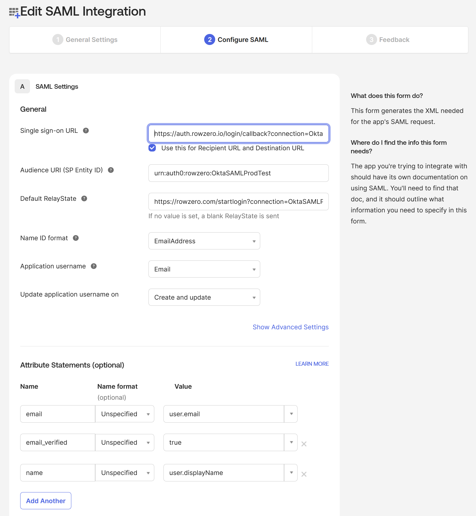 scim okta saml general settings