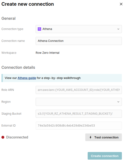 athena connector in spreadsheet