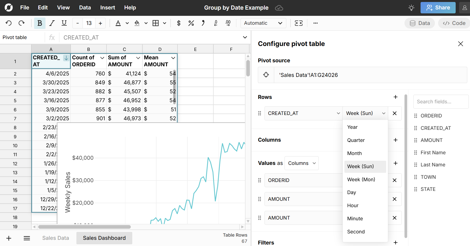Group by Date in a Pivot Table - Month, Week, Quarter, etc.