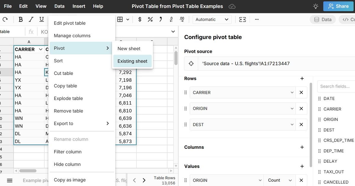 Pivot Using Threads How to create a pivot table from a pivot table - Row Zero – the ...