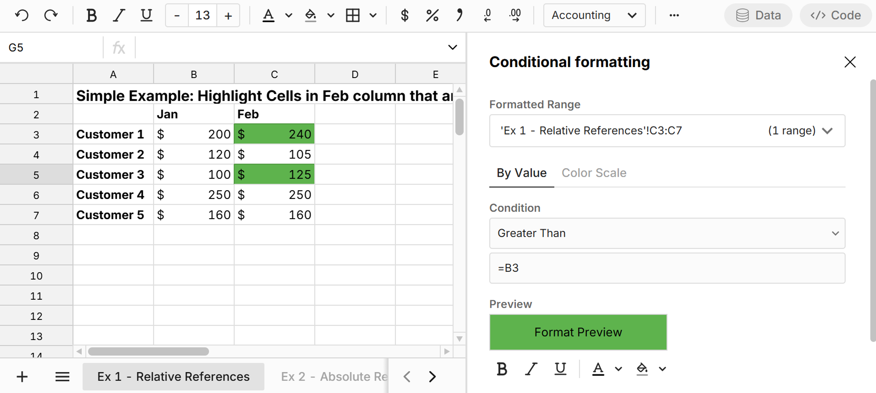 conditional formatting based on another column