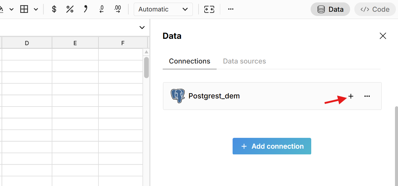 add postgres connected table