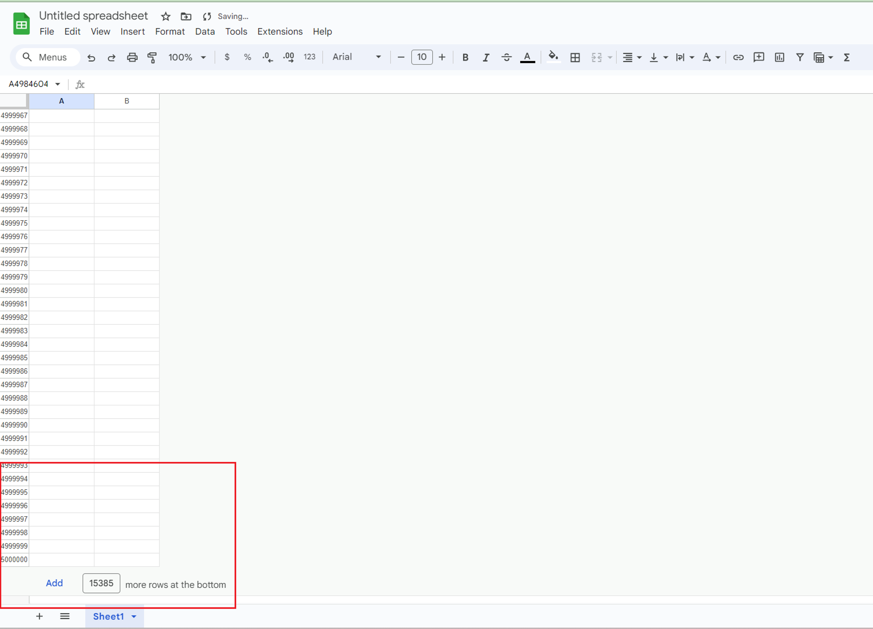 Google Sheets 5,000,000 rows!