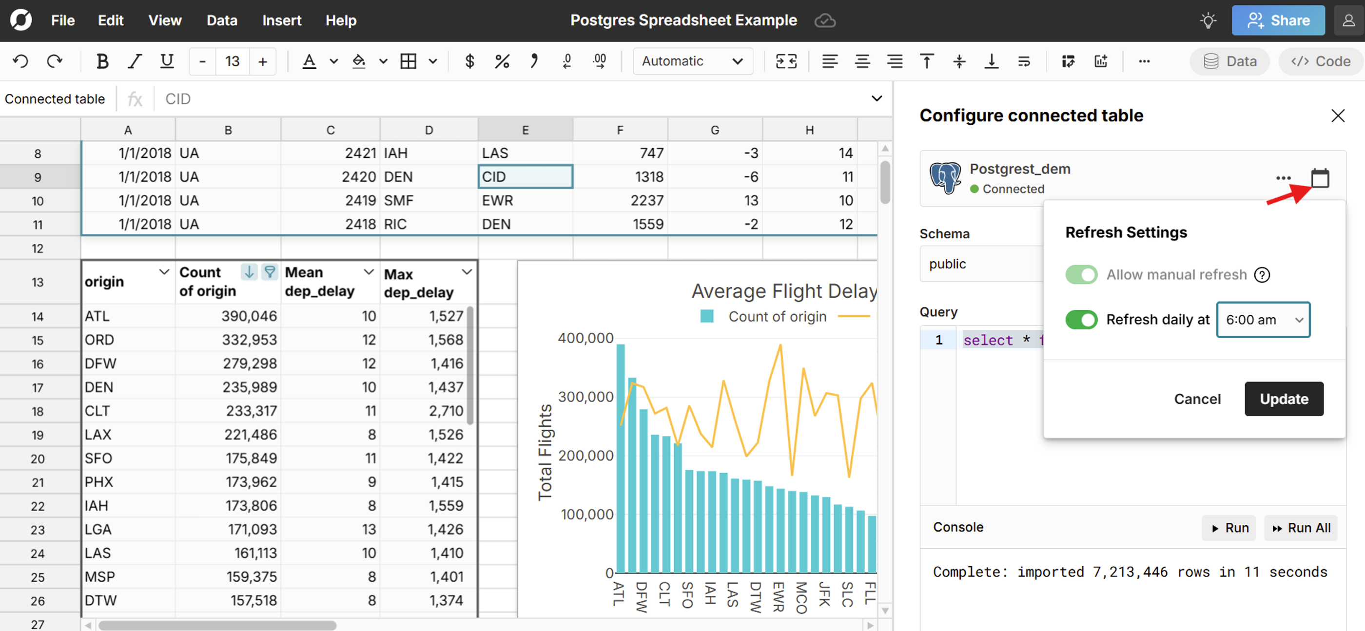 automate postgres spreadsheet