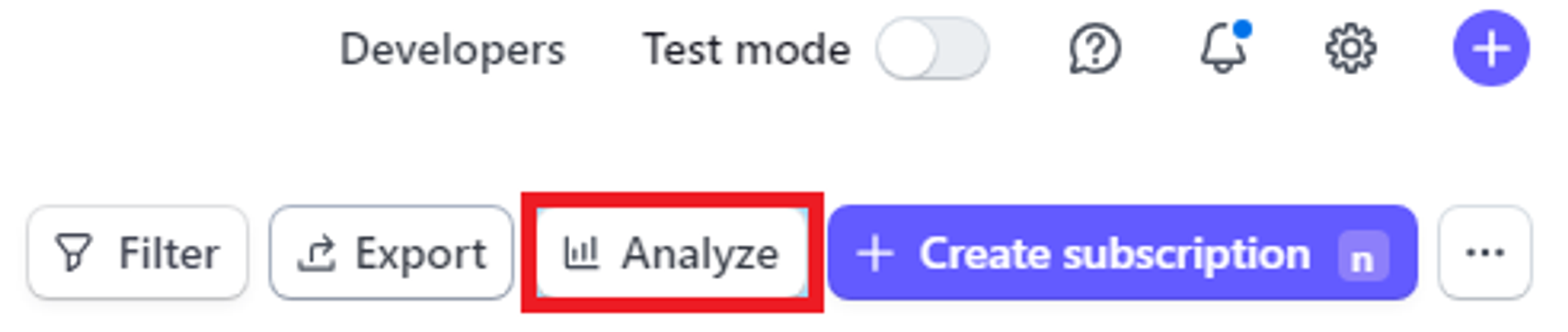 Stripe Analyze button