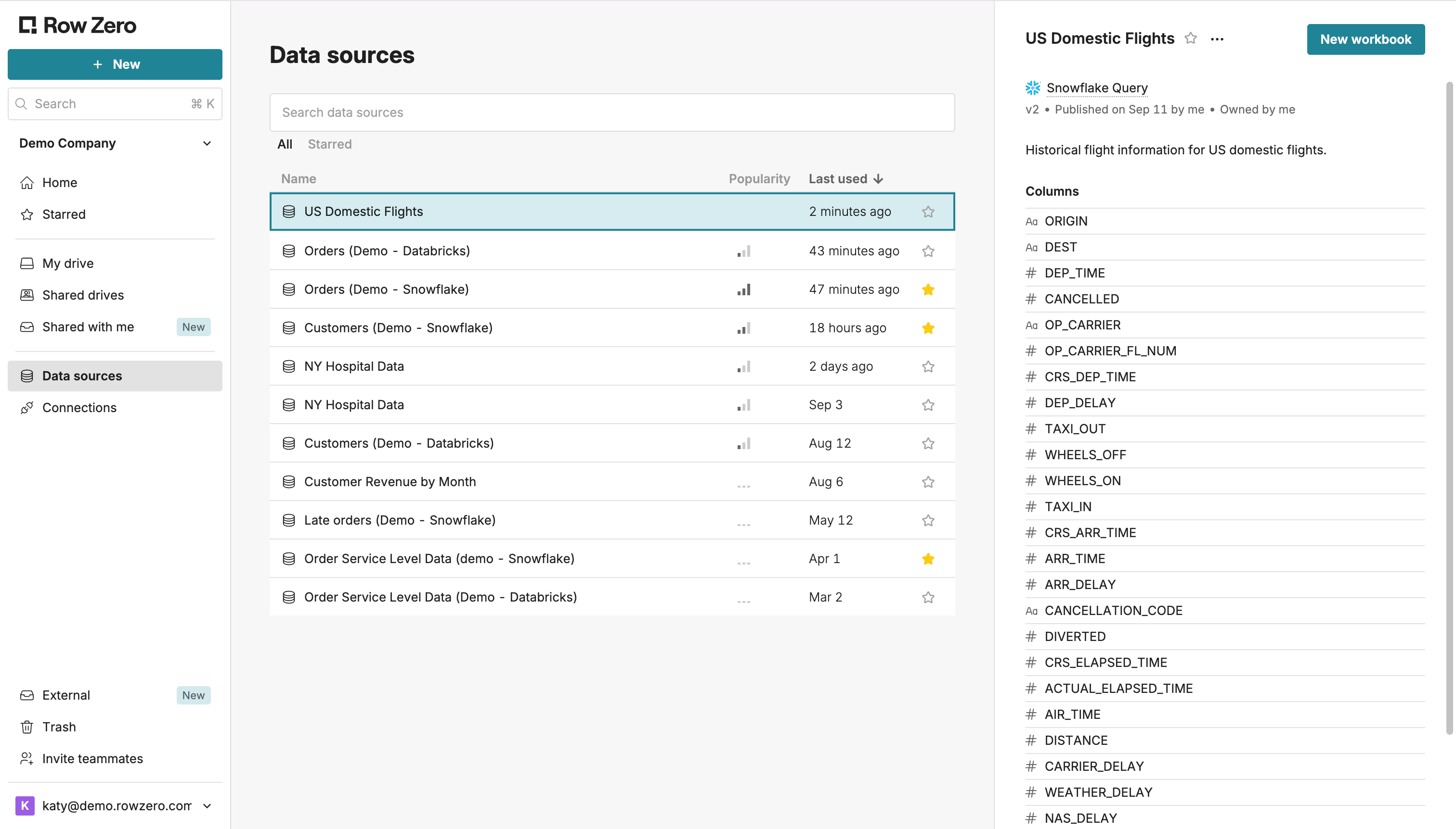 Import data source from home page