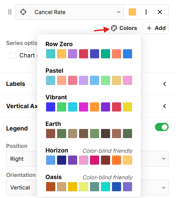 change chart color palette in spreadsheet