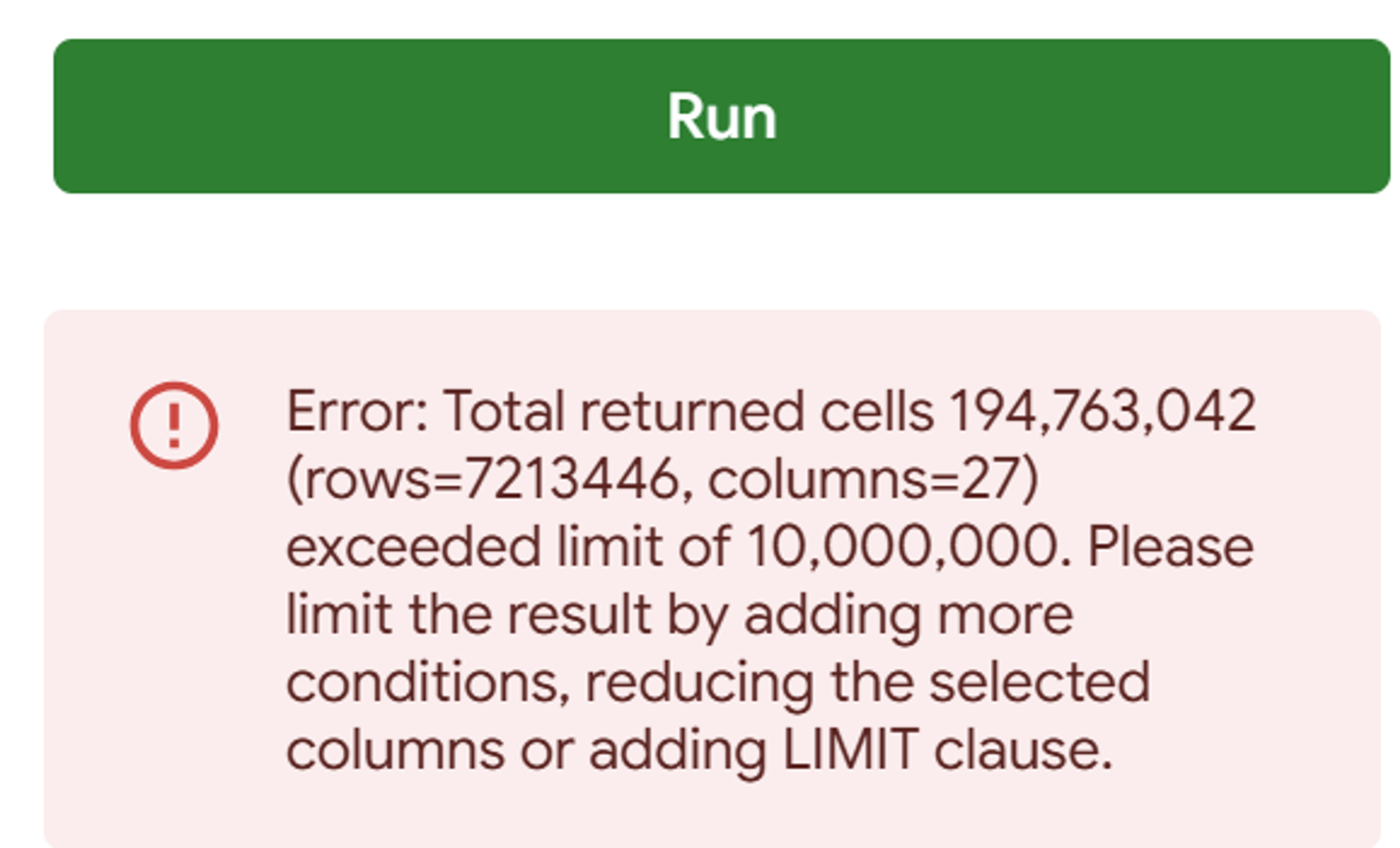 Databricks connector limit in Google Sheets