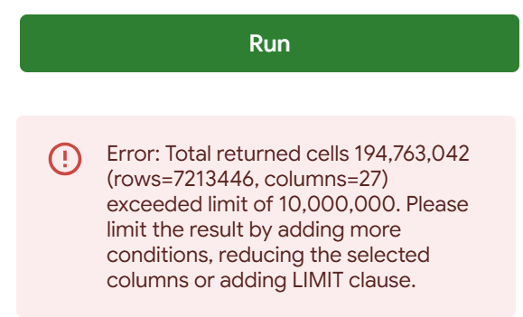 Databricks connector limit in Google Sheets
