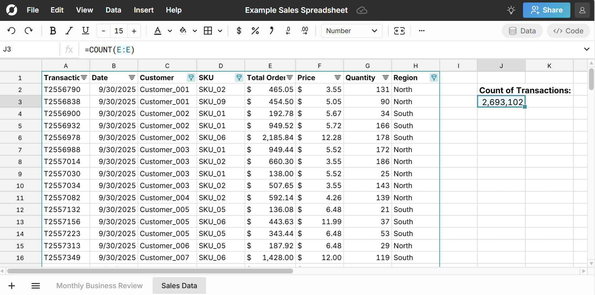 Large sample sales dataset - 2.6 M rows of transactions