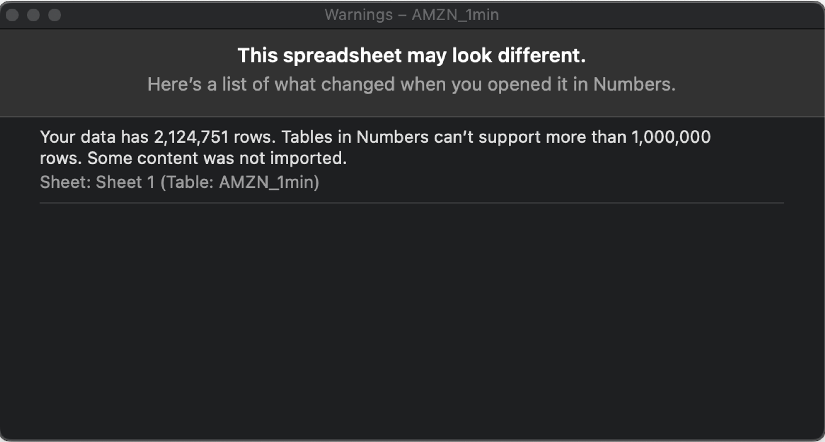 Apple Numbers row limit error screen
