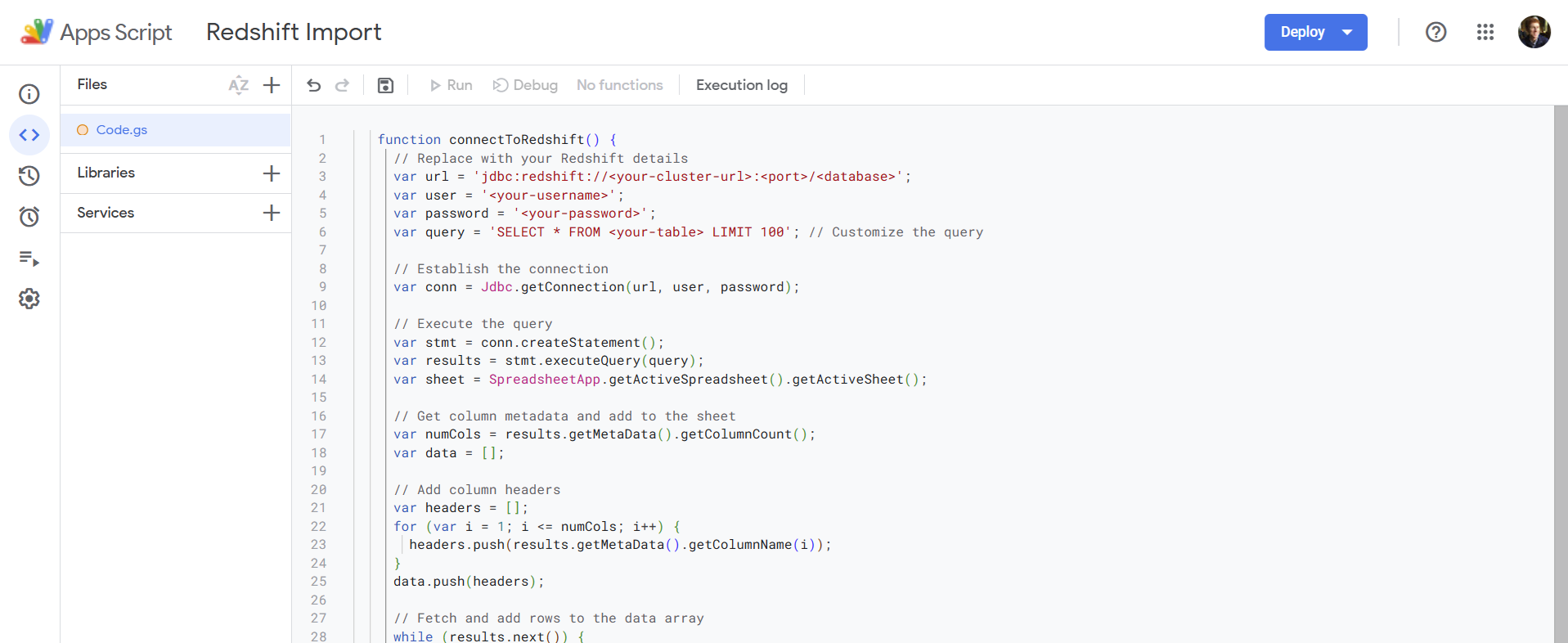 Pasted Redshift code