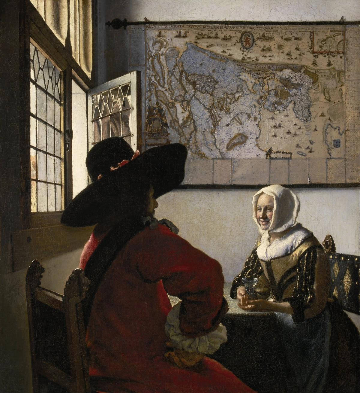 Johannes Vermeer’s Officer and Laughing Girl (c. 1657), a cornerstone of the Frick's permanent collection. In the lexicon of the PLCFA framework, this masterwork represents an absolute Material Singularity: an irreplaceable field of cultural gravity built over centuries. When commercial runway shows occupy this room, they do not create new energy; they participate in a Zero-Sum Aura transaction, extracting the painting's historical permanence to authenticate temporary commodities.