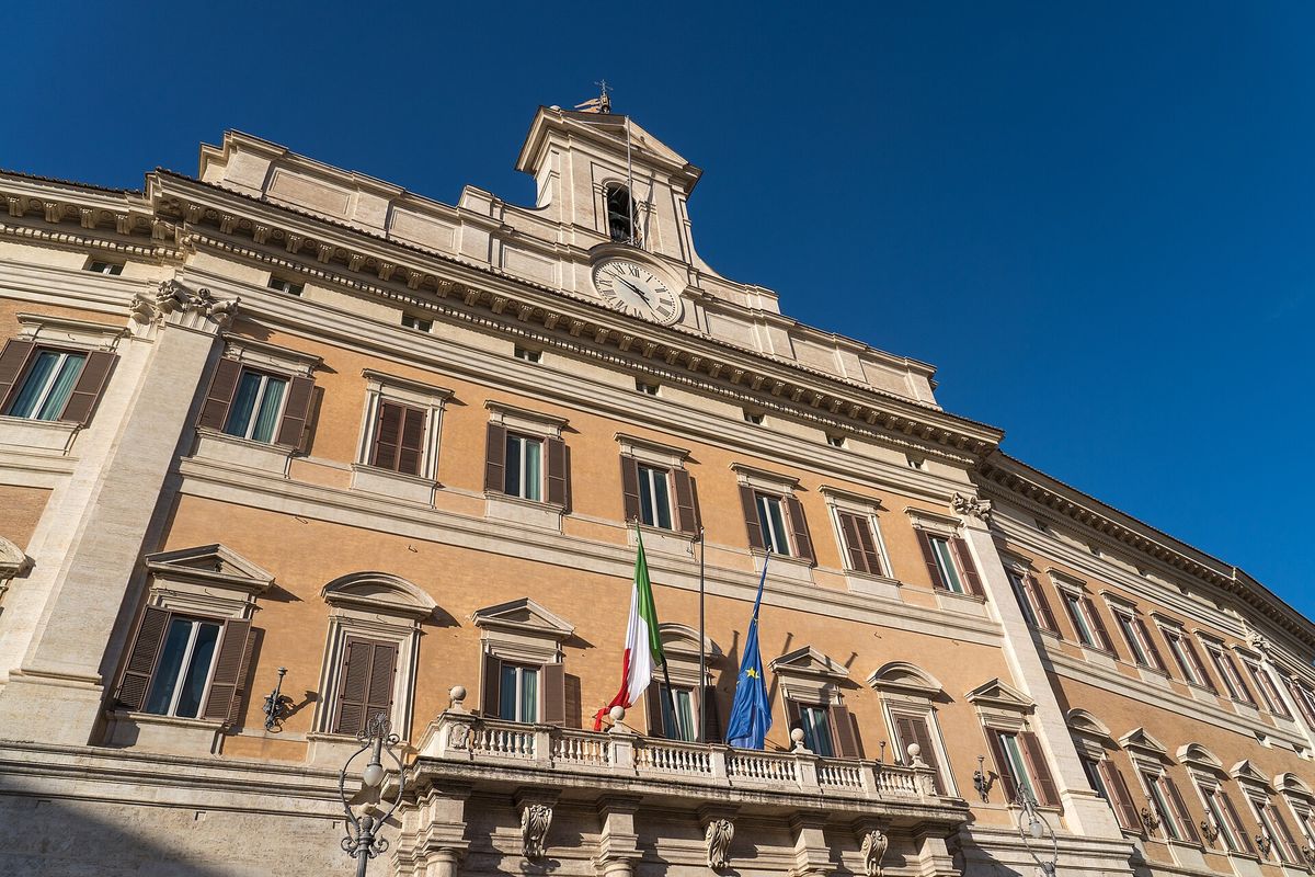 Palazzo Montecitorio, seat of the Italian Chamber of Deputies, in Rome.