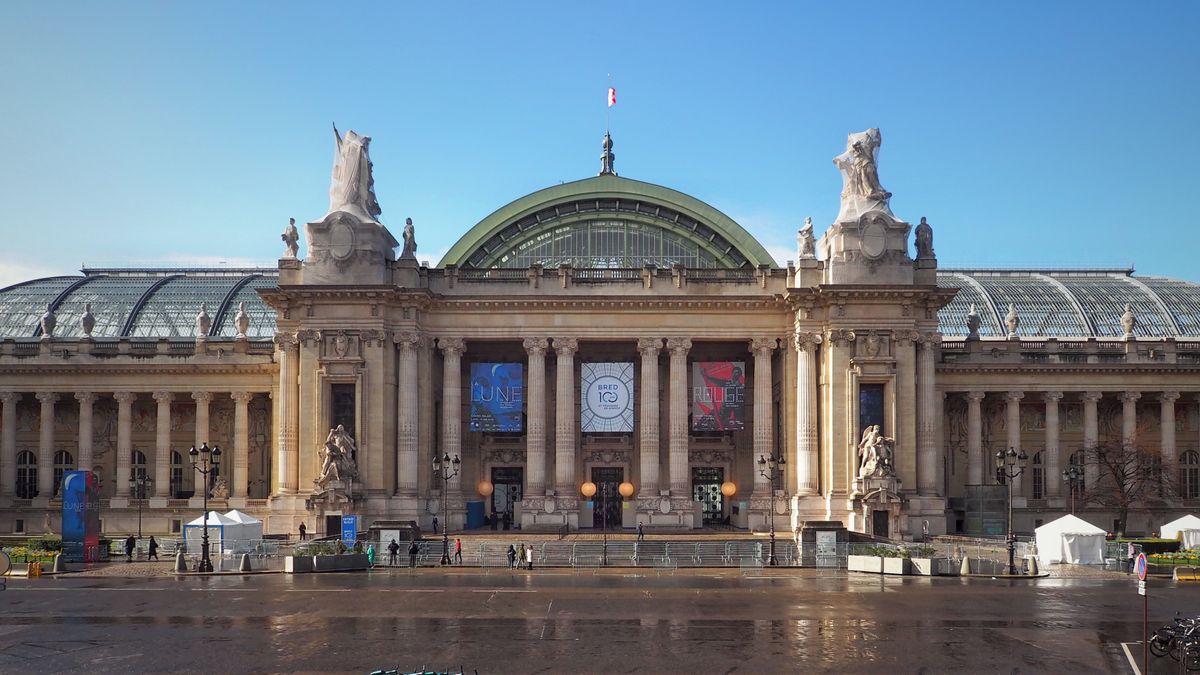 The Grand Palais seen from outside, its glass roof and stone facade.