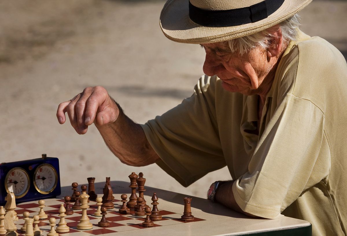 People playing chess in the Jardin du Luxembourg, Paris