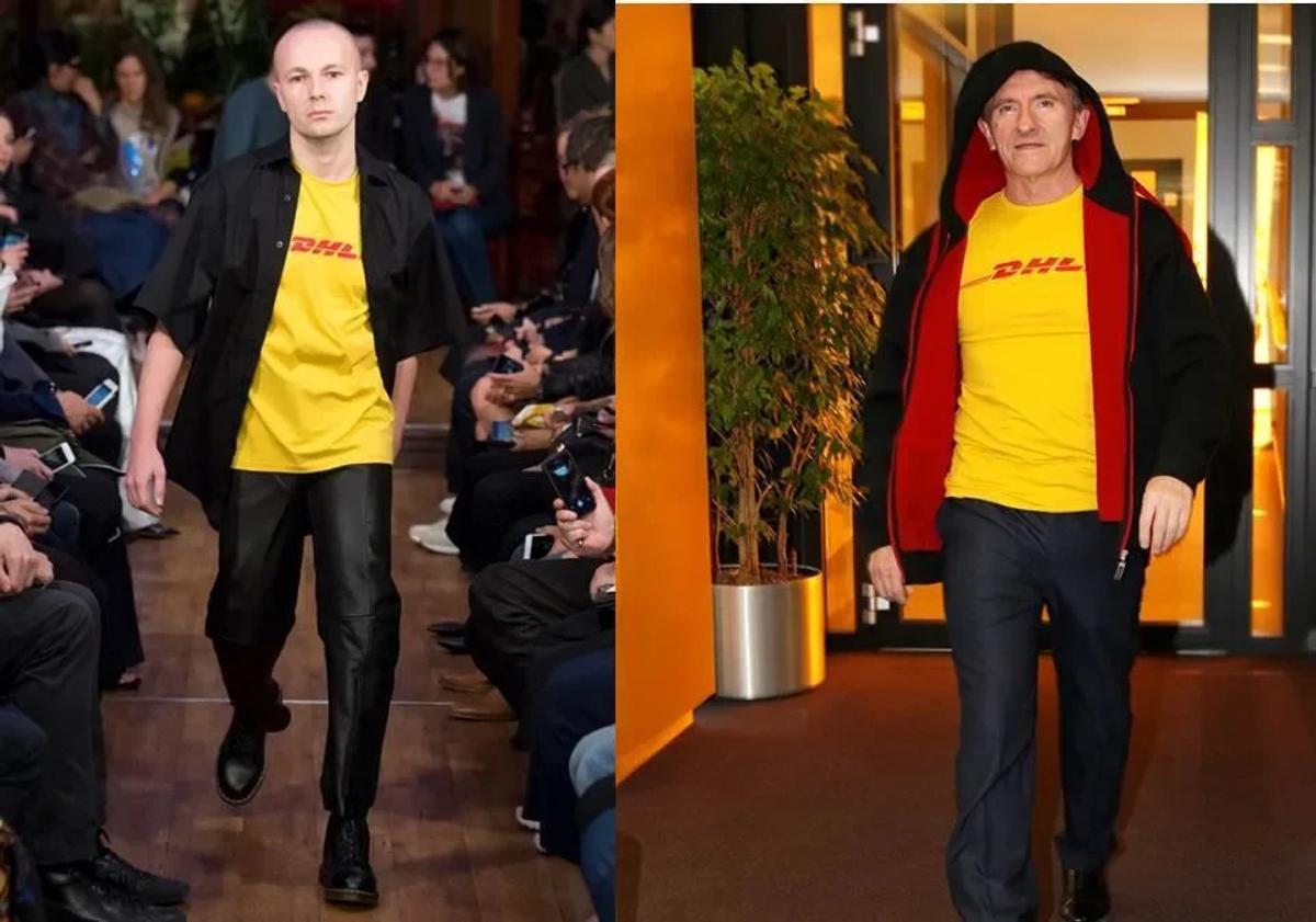  The quintessential PLCFA object: The 2016 Vetements DHL t-shirt. By re-contextualizing a symbol of everyday labor as a luxury good, its primary 