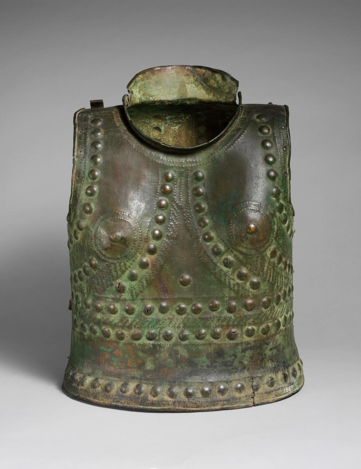 Bronze cuirass breastplate, 12th to 10th century BCE, Hallstatt Western European culture, Metropolitan Museum of Art.