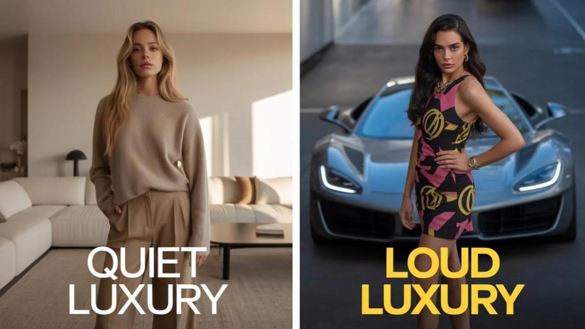  The aesthetic schism: A visual representation of the market's rebellion, contrasting the understated, material-focused ethos of 'Quiet Luxury' with the overt, brand-centric style of the 'Loud Luxury' era. 