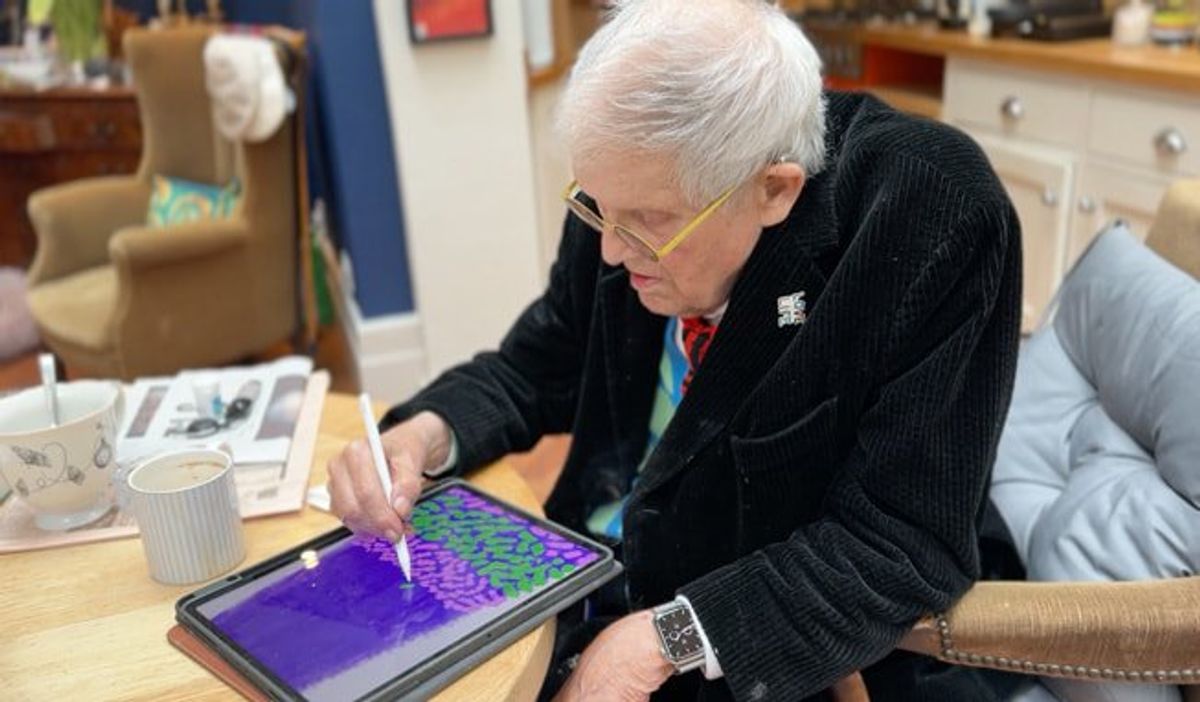 Re-humanizing the tool: David Hockney utilizing the modern digital screen not as an engine of unmediated speed, but as a deliberate canvas for deep, prolonged observation.
