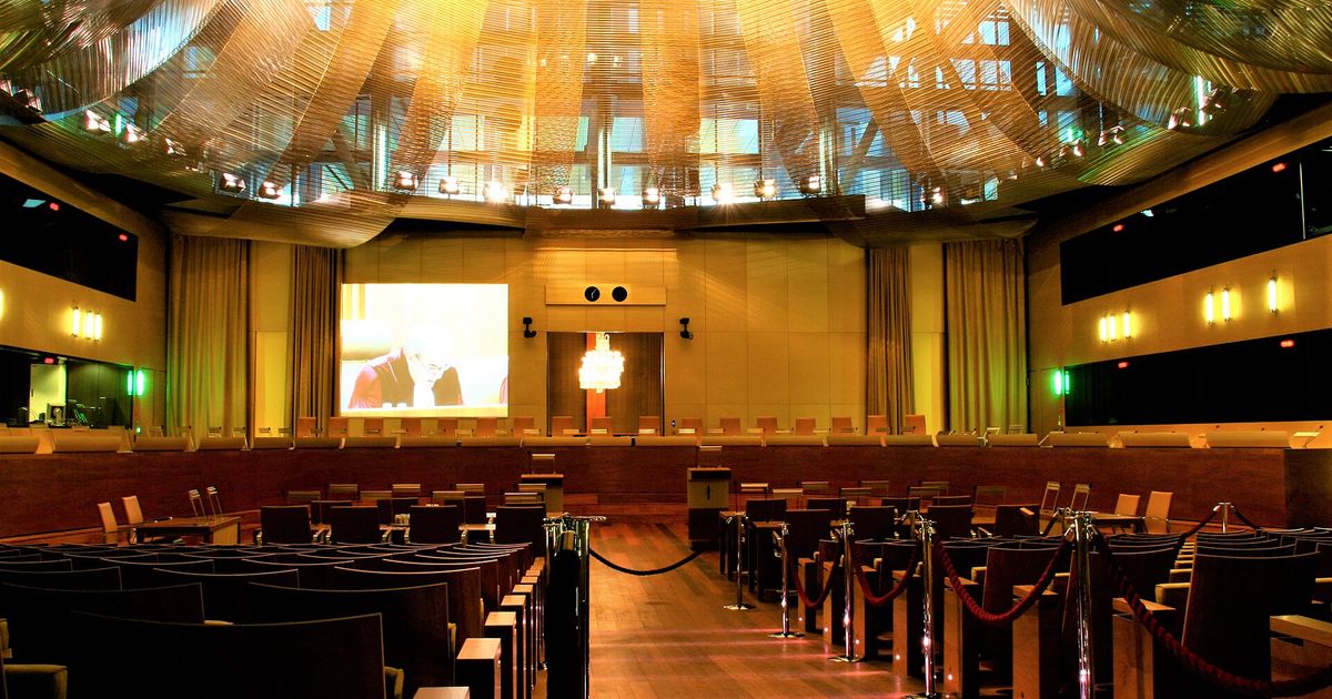 The main courtroom of the Court of Justice of the European Union, the chamber where European law is finally interpreted.